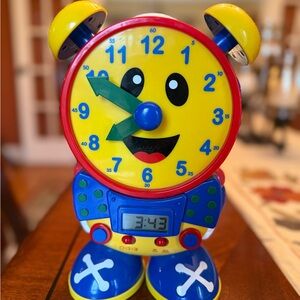 Interactive Kids Learning Clock Toy - Yellow & Blue